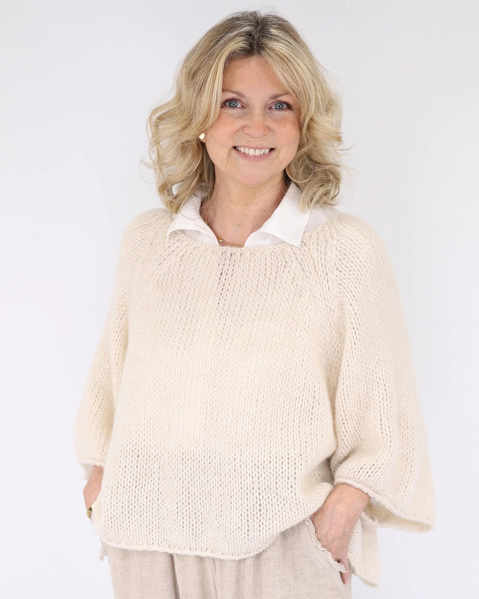 Alpaca Blend Swing Jumper - Cream