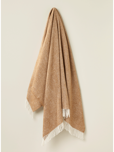 Bronte Herringbone Throw - Camel