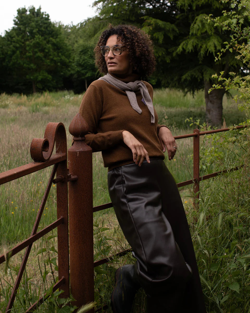 Jane Triangle Scarf - Dark Biscuit