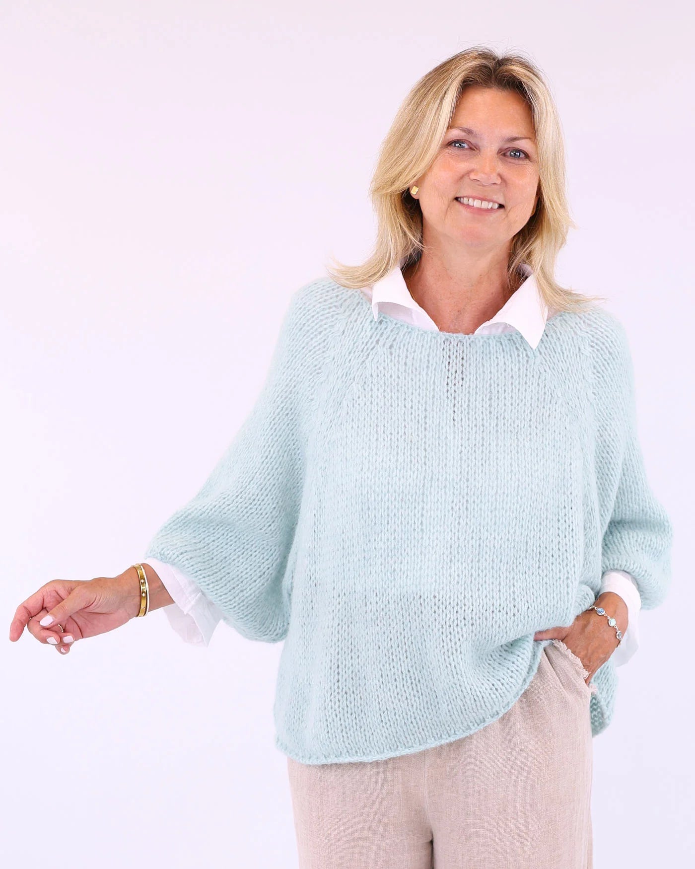 Alpaca Blend Swing Jumper - Teal Mist