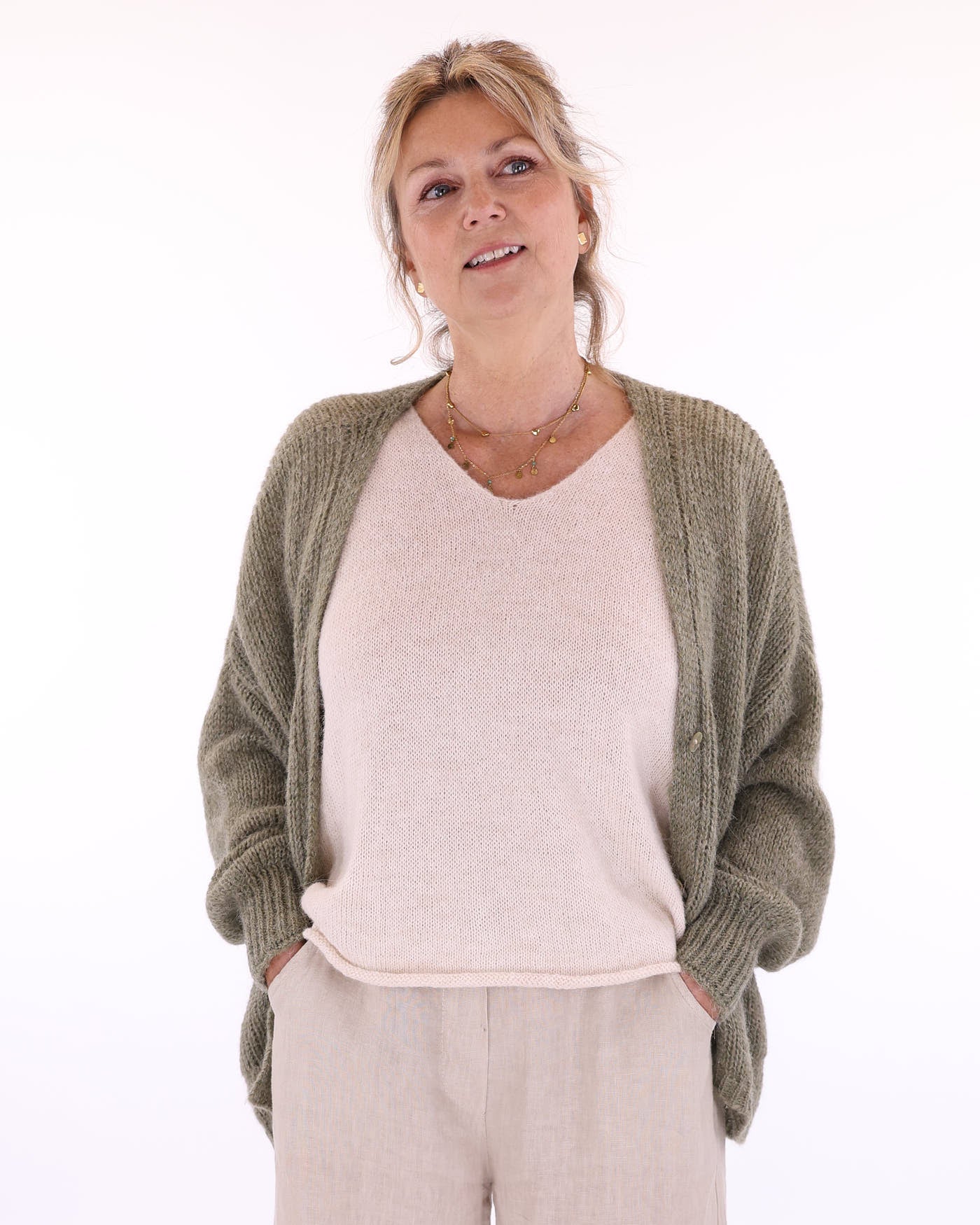 Alpaca Blend Pocket Cardi - Moss