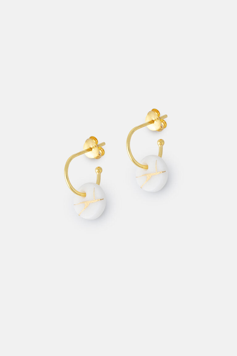 White Kintsiguri Earrings