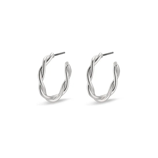 Naja Twisted Hoop Earrings - Silver Plated