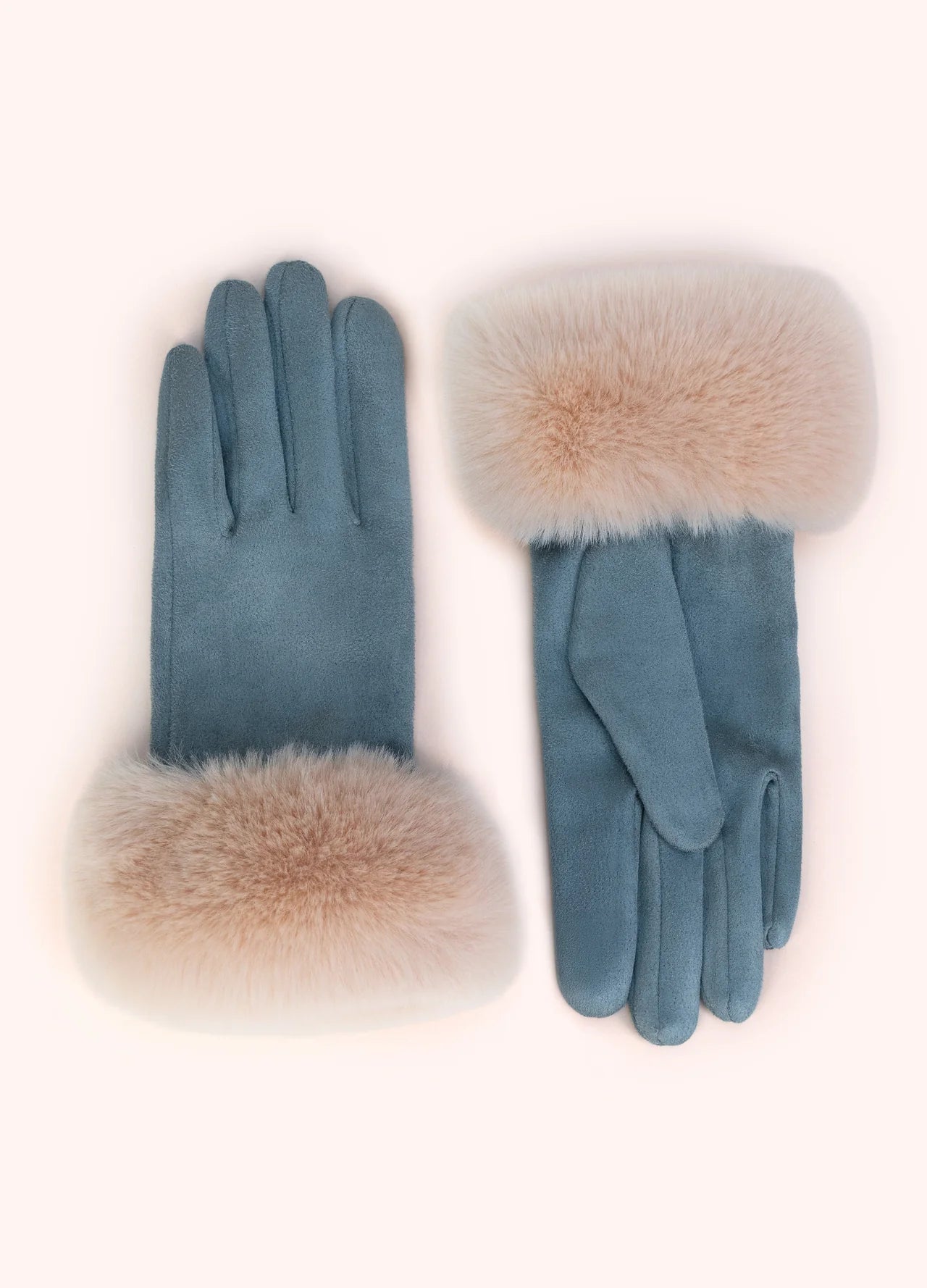 Bettina Faux Suede Gloves - Denim