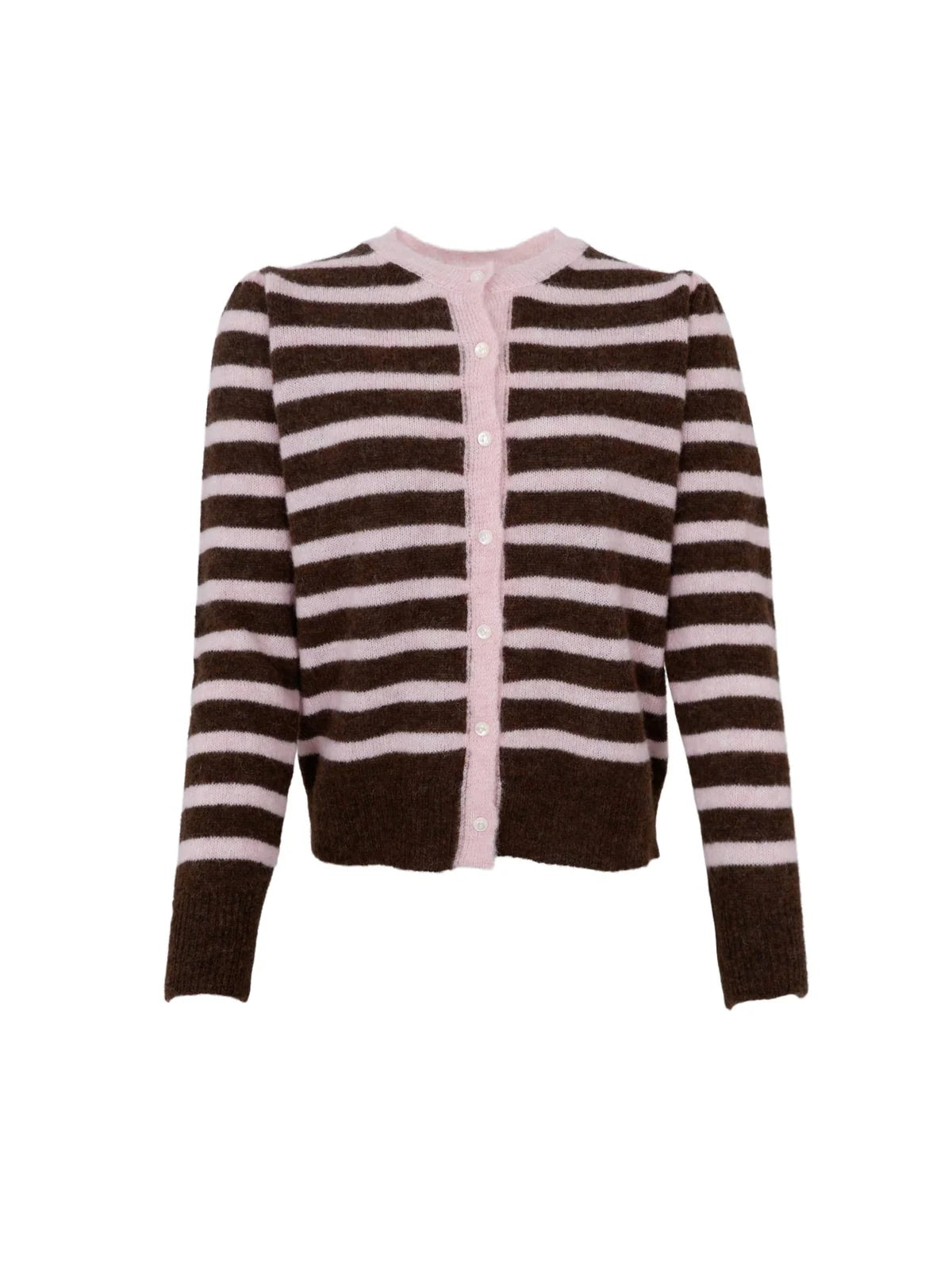 Dell Striped Puff Cardigan - Brown