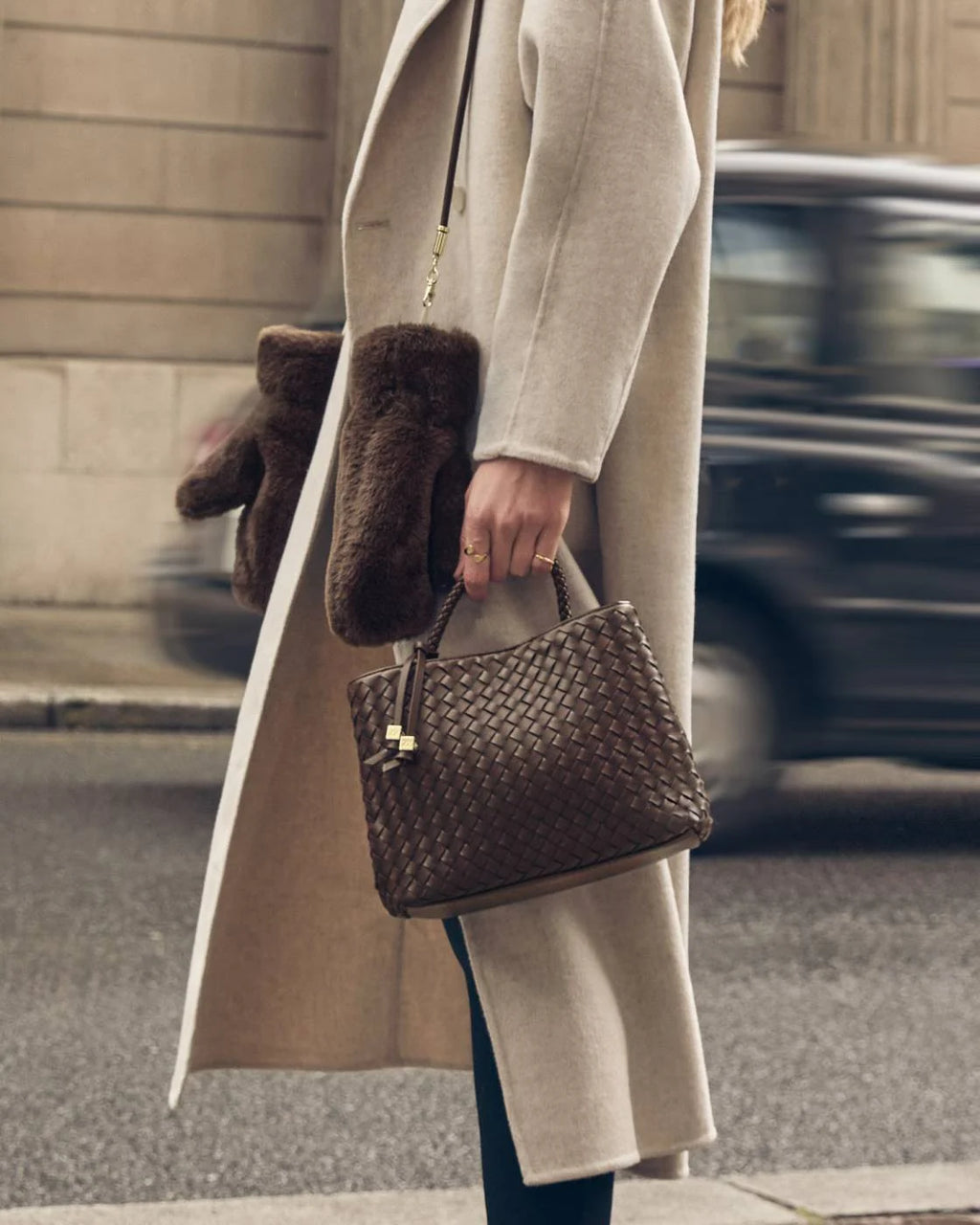 Nova Hand Woven Top Handle Bag - Chocolate