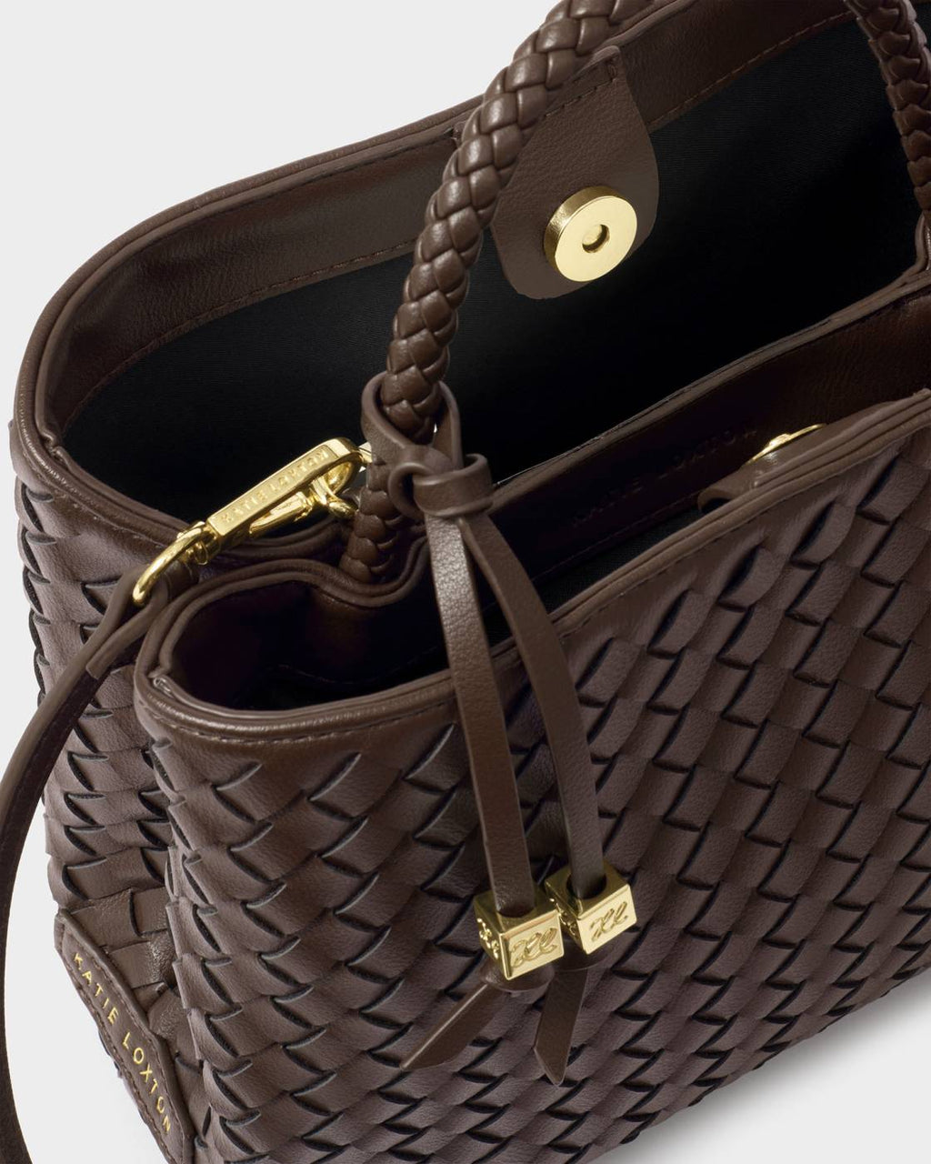 Nova Hand Woven Top Handle Bag - Chocolate