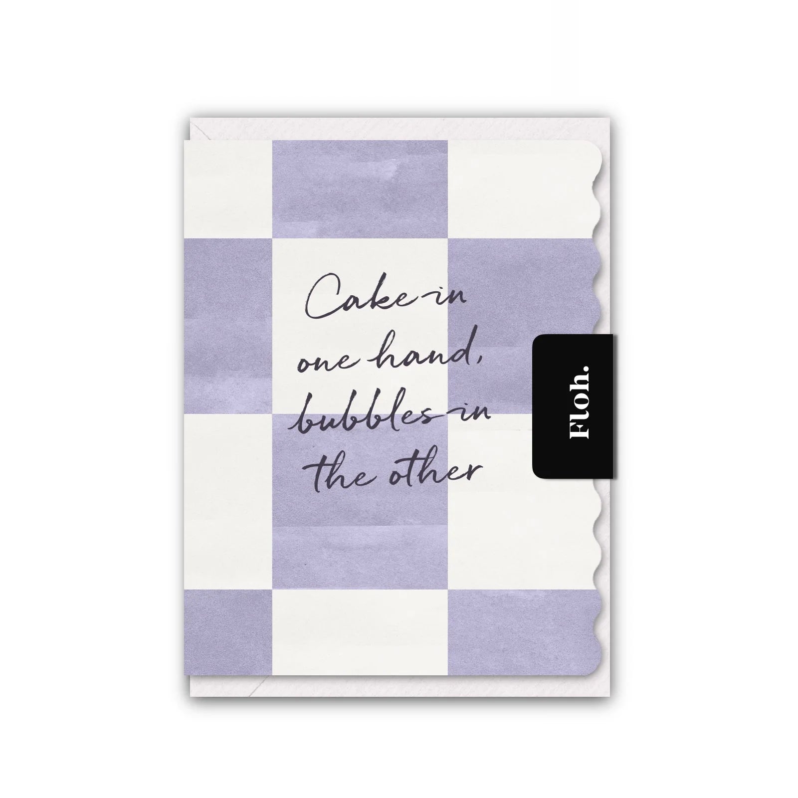 Cake In One Hand (Lavender Checkerboard) Card
