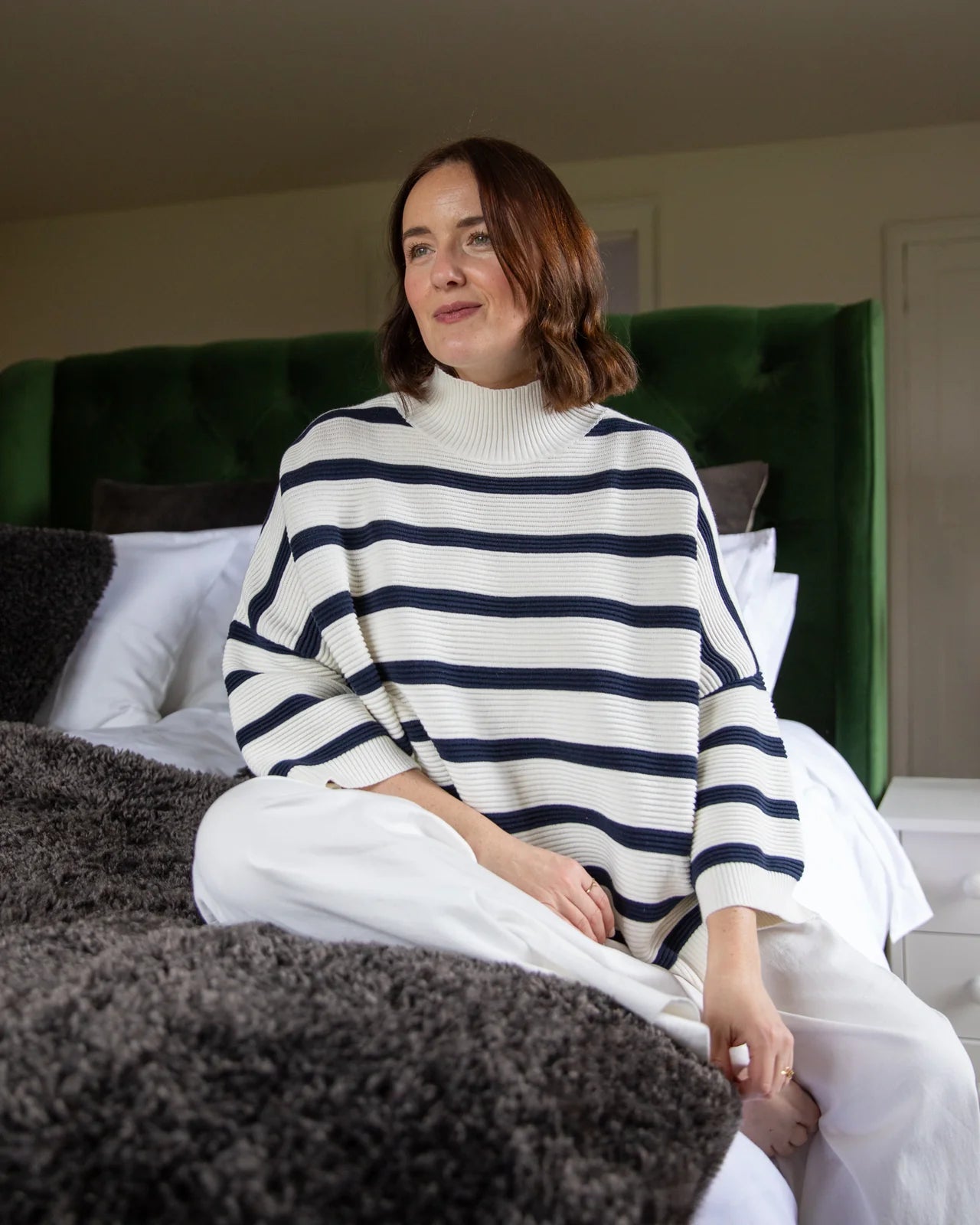 Vicki Jumper - Navy/Ivory Stripe