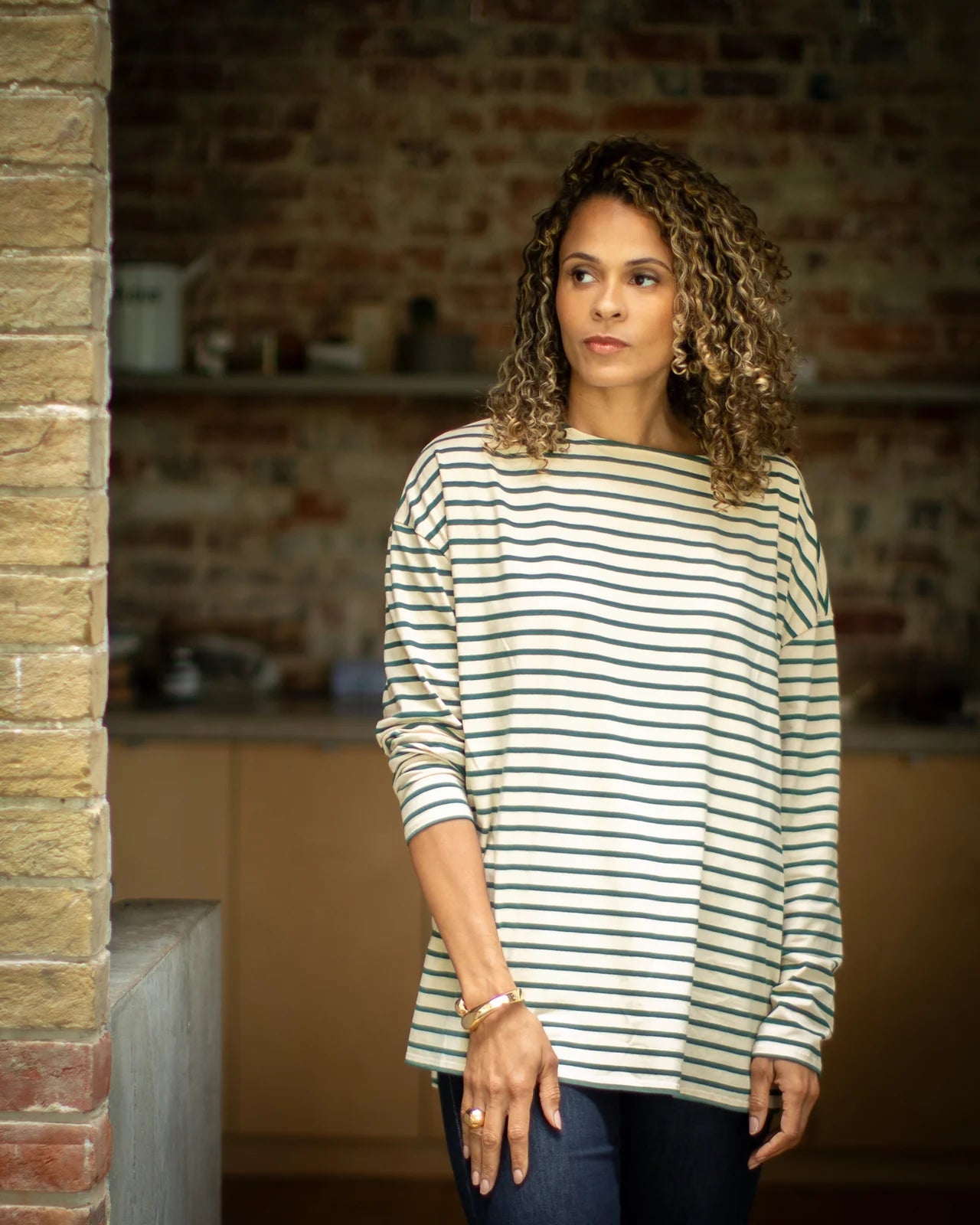 Bryony T-shirt - Evergreen/Cream