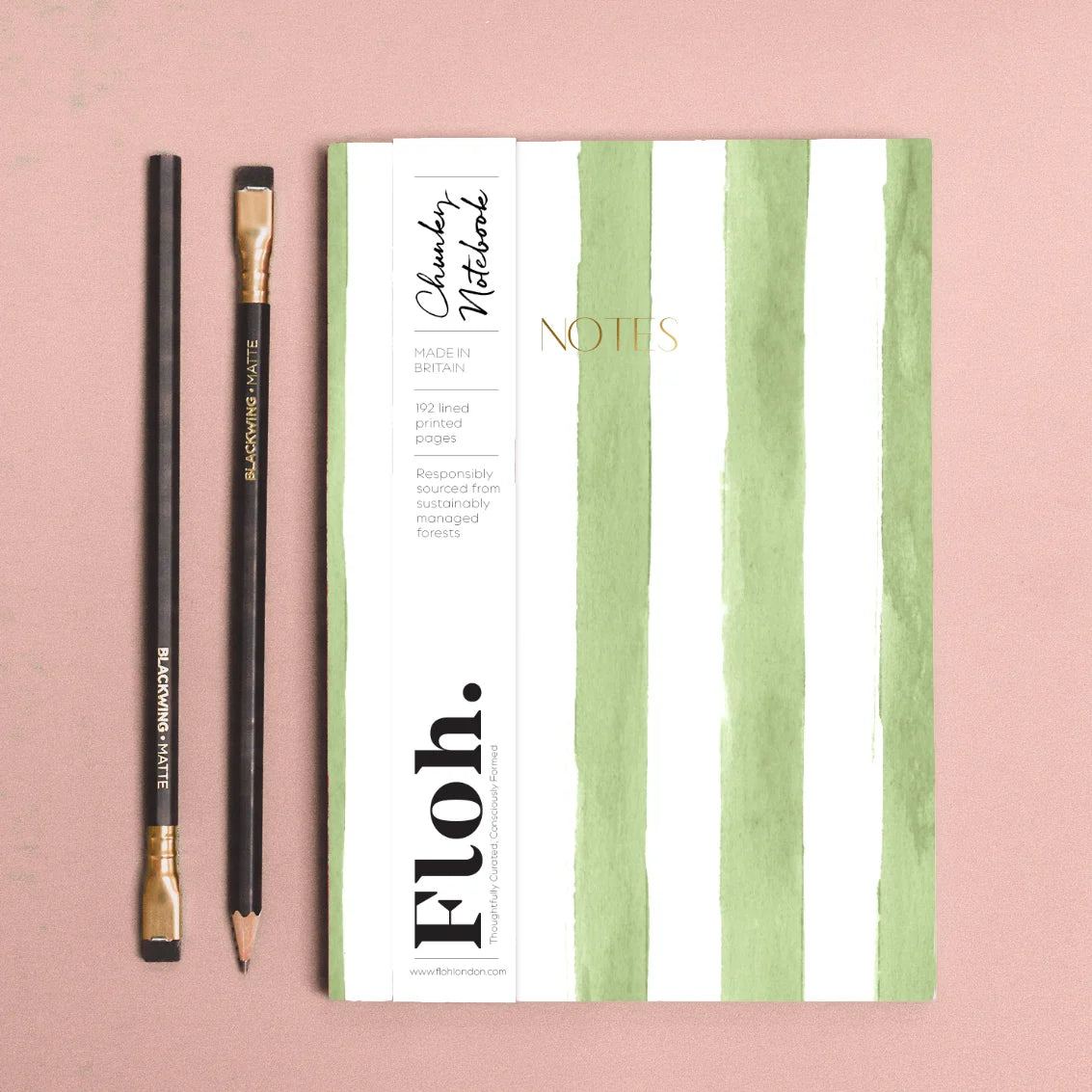 Olive (Stripes) A5 Lined Chunky Notebook