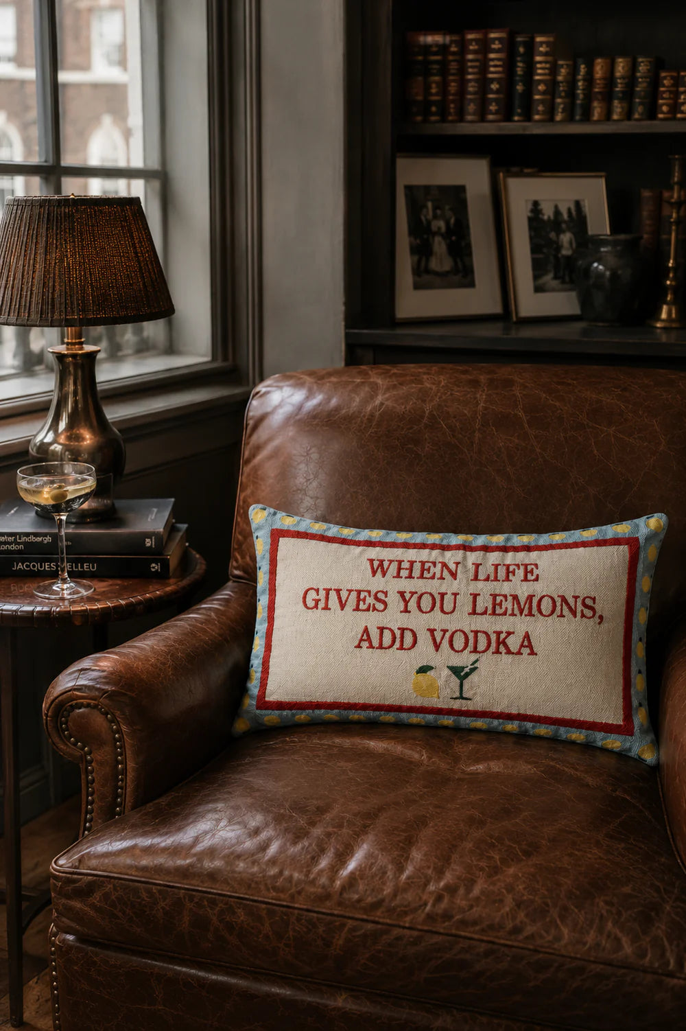 Needlepoint Cushion - When Life Gives You Lemons, Add Vodka
