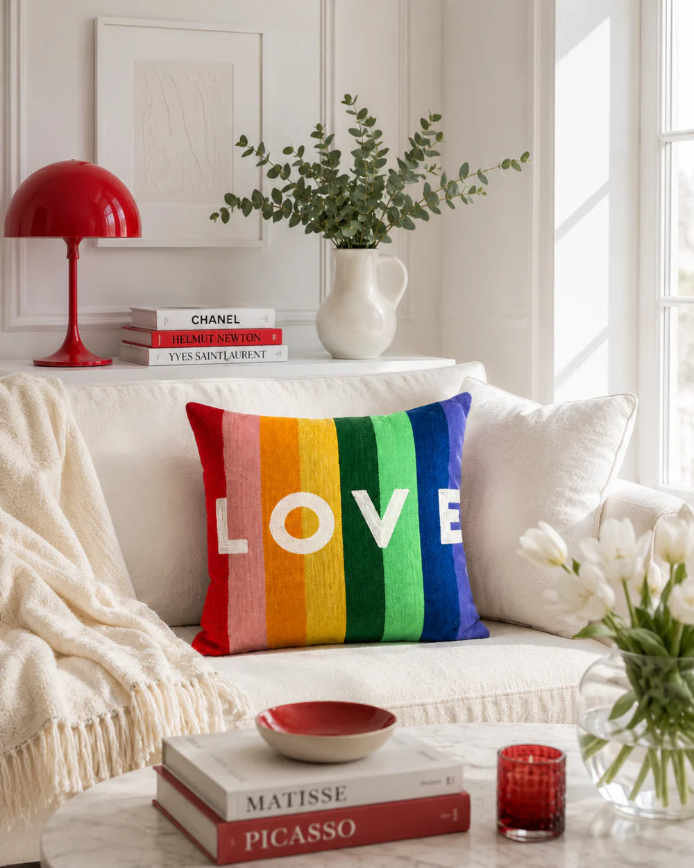 Needlepoint Cushion - LOVE (Rainbow)
