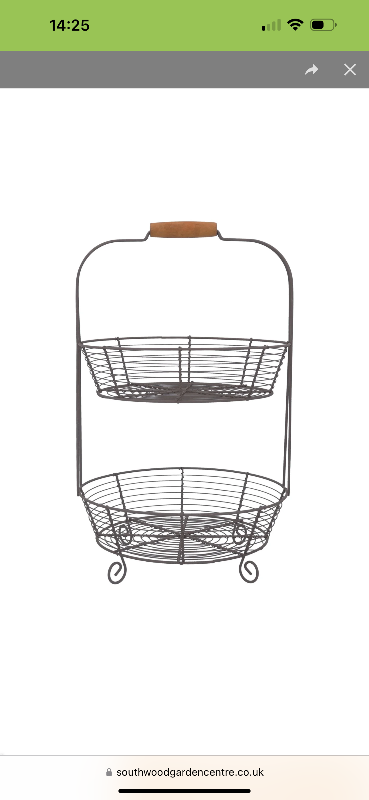 Wire Two Tier Basket with Wooden Handle