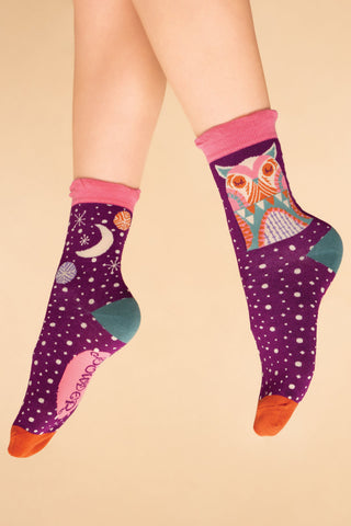 Ankle Socks - Moonlit Owl Grape