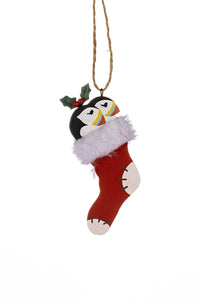 Christmas Puffins in Stocking
