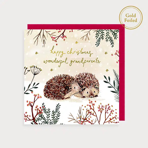 Hedgehogs Grandparents Christmas Card