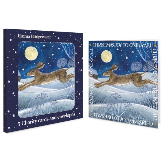Pack of 5 Emma Bridgewater Christmas Cards - Xmas midnight hare