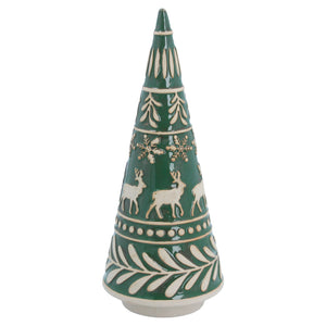 Embossed Green Ceramic Cone Tree Ornament