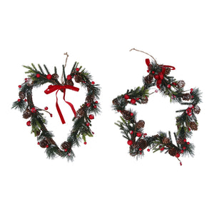 Large Twig/Fir/Berry Heart or Star Decoration
