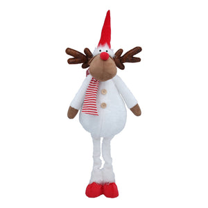 Plush Standing Reindeer with Santa Hat Ornament