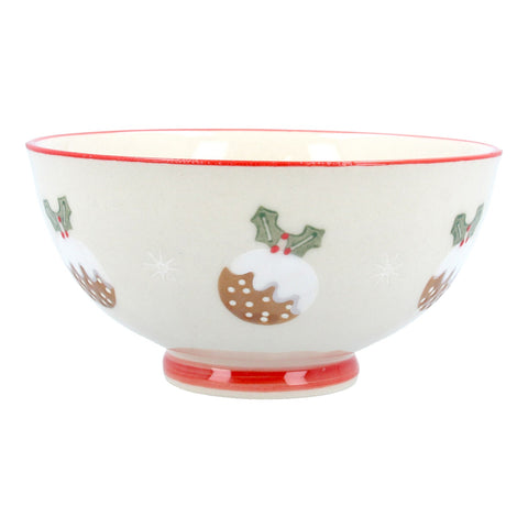 Medium Stoneware Bowl with Christmas Puddings