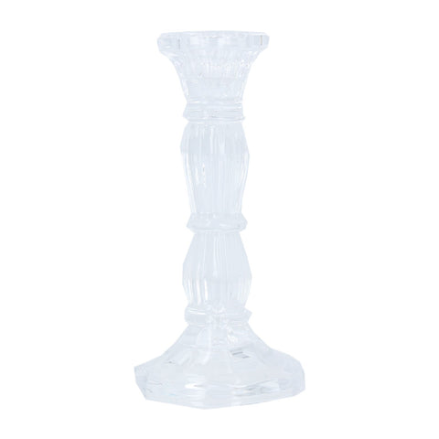 Medium Clear Glass Moulded Candlestick