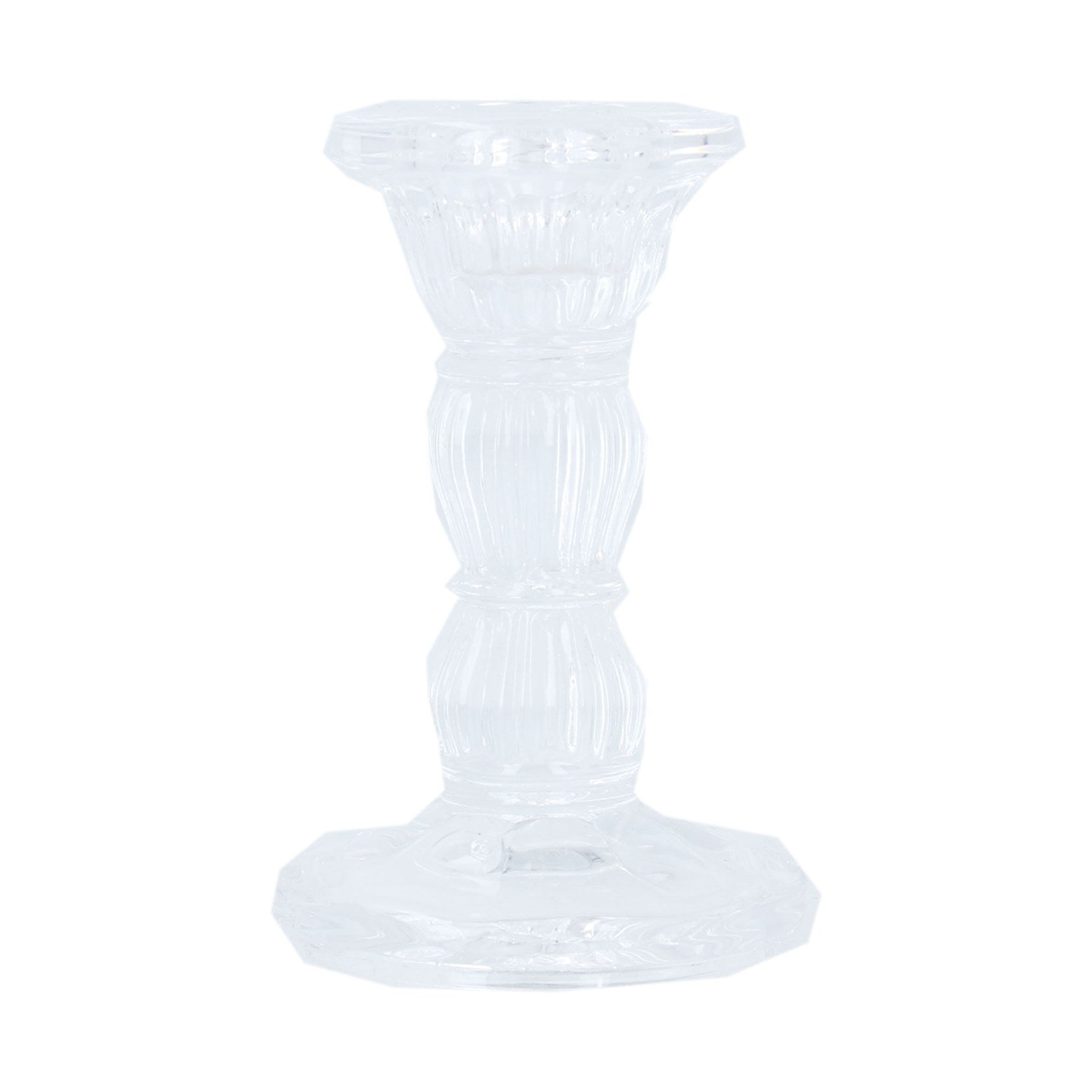 Small Clear Glass Moulded Candlestick
