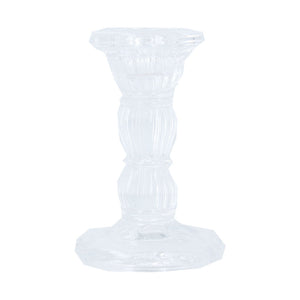 Small Clear Glass Moulded Candlestick