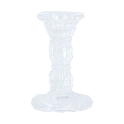 Small Clear Glass Moulded Candlestick