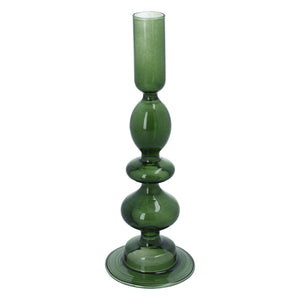 Small Dark Green Piped Taper Candle Holder