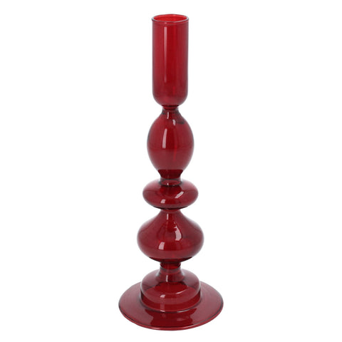 Small Dark Red Piped Taper Candle Holder