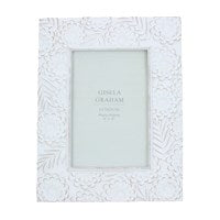 White Floral Resin Picture Frame - 6” x 4”