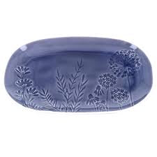 Stoneware Oval Plate - Blue Meadow
