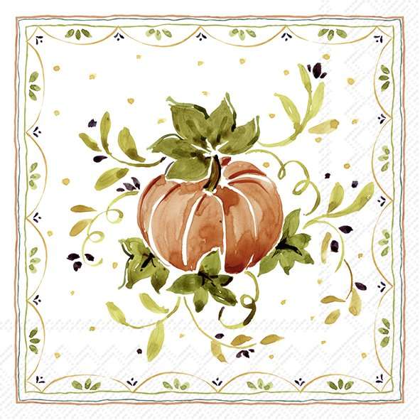 Cocktail Napkins - Pumpkins with Ornaments