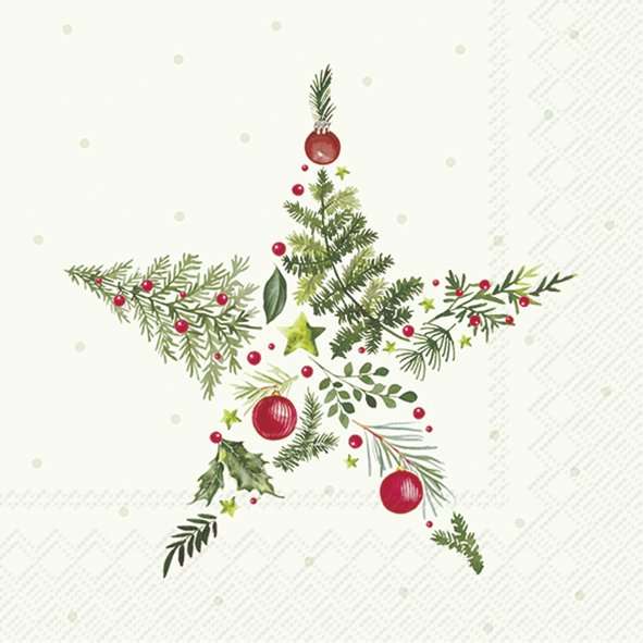 Cocktail Napkins - Christmas Branches Star