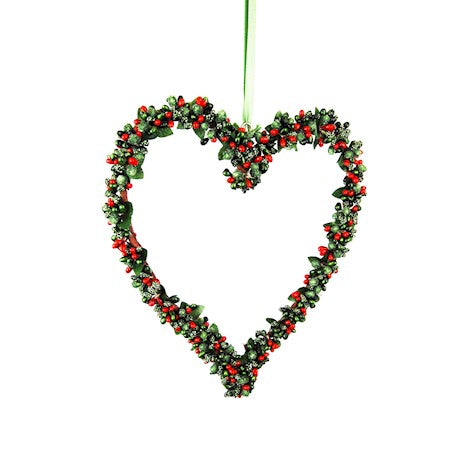 Red / Green Berry Heart - 25cm