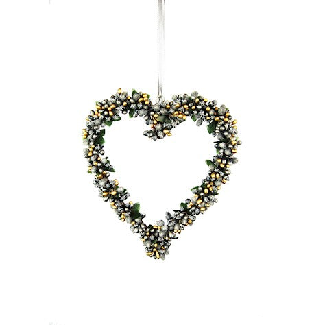 Green / Gold Berry Heart - 20cm