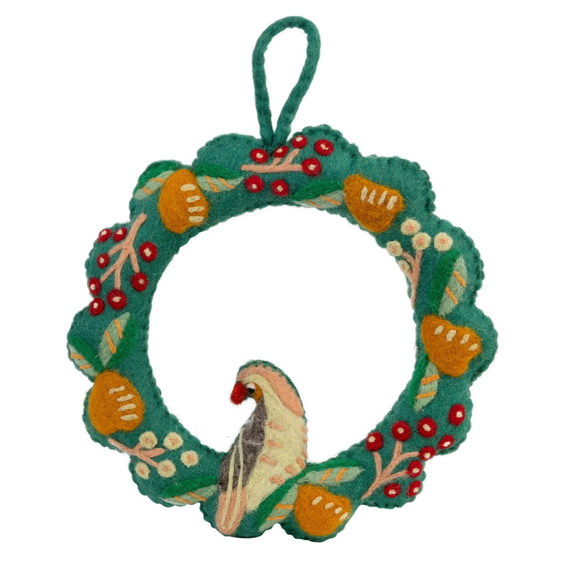 Pear Embroidered Felt Wreath