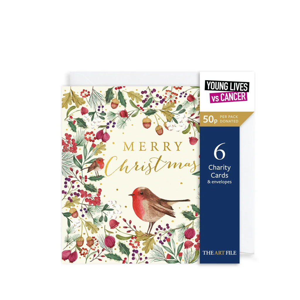 Charity Christmas Card Pack - Robin & Berries