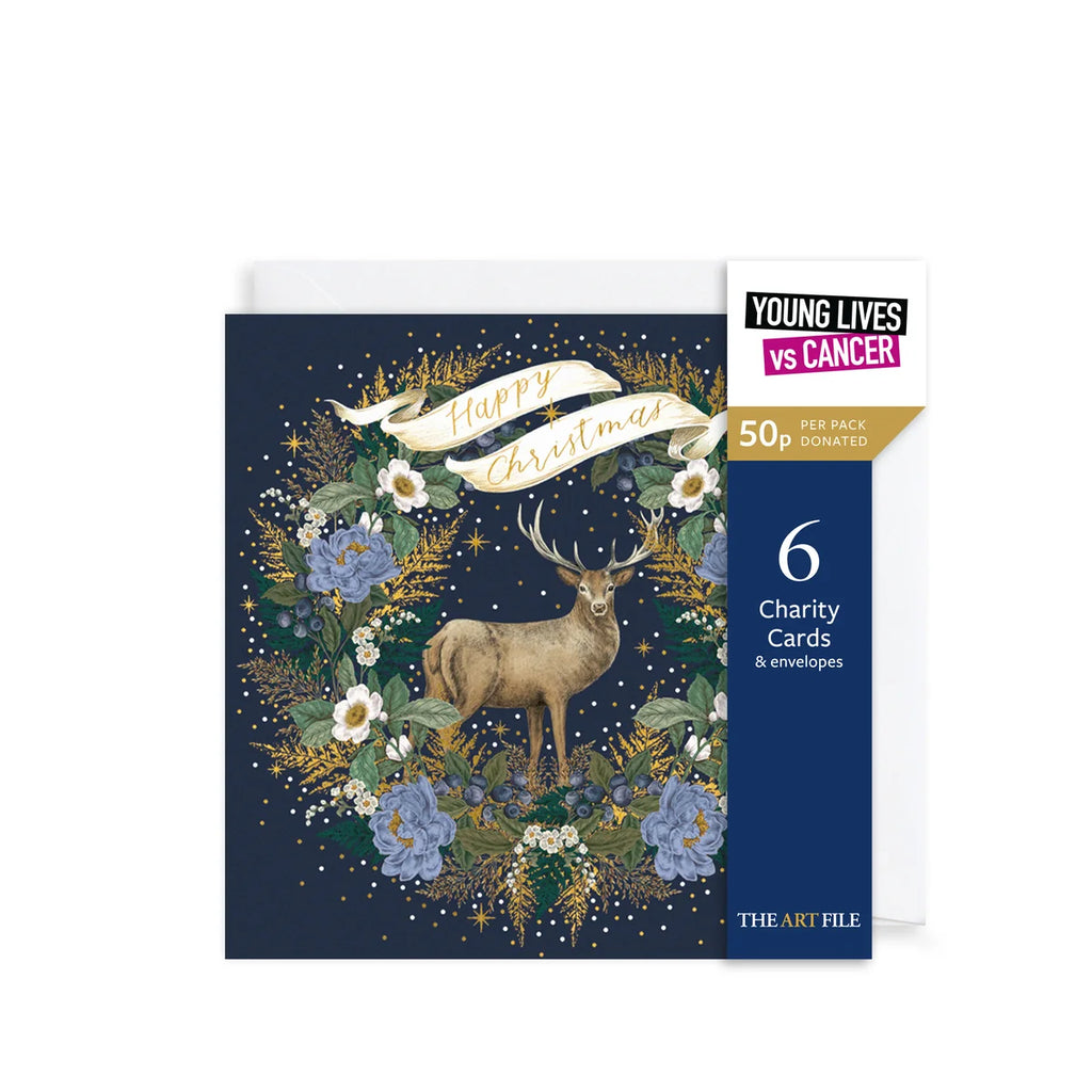 Charity Christmas Card Pack - Christmas Stag & Wreath