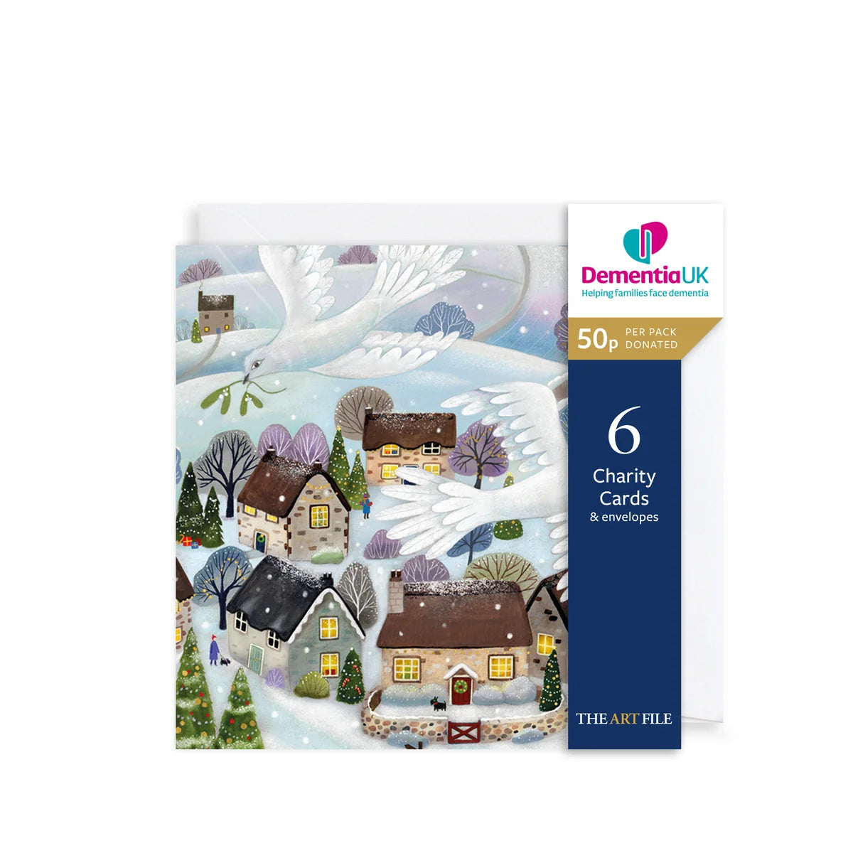 Charity Christmas Card Pack - Doves Over Village