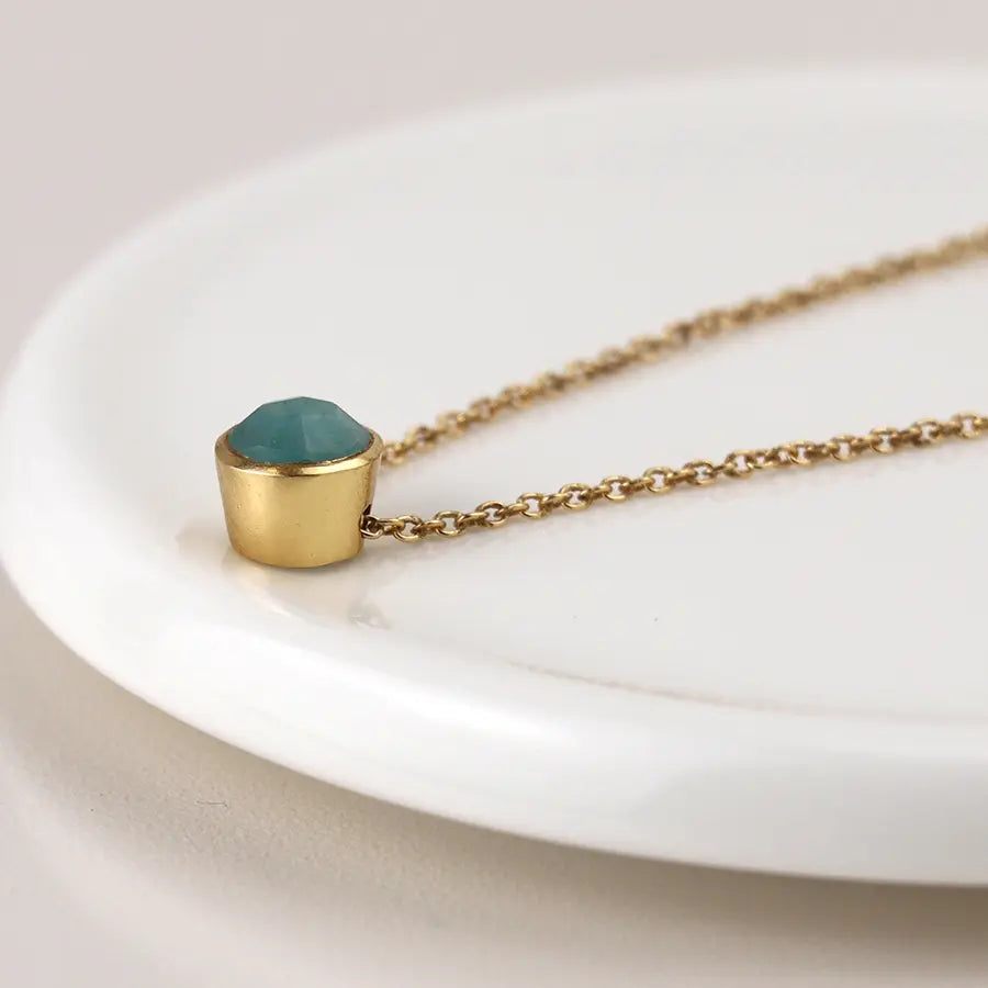 14k Gold Plated Simple Amazonite Necklace