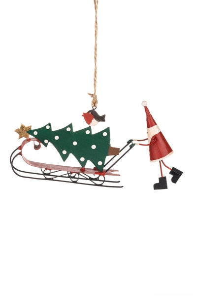 Santa Pushing Sleigh