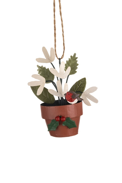 Floral Pot with Robin