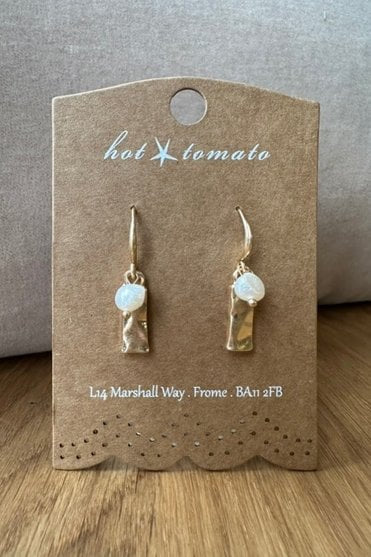 Natural Pearl Studs with Tab Drops