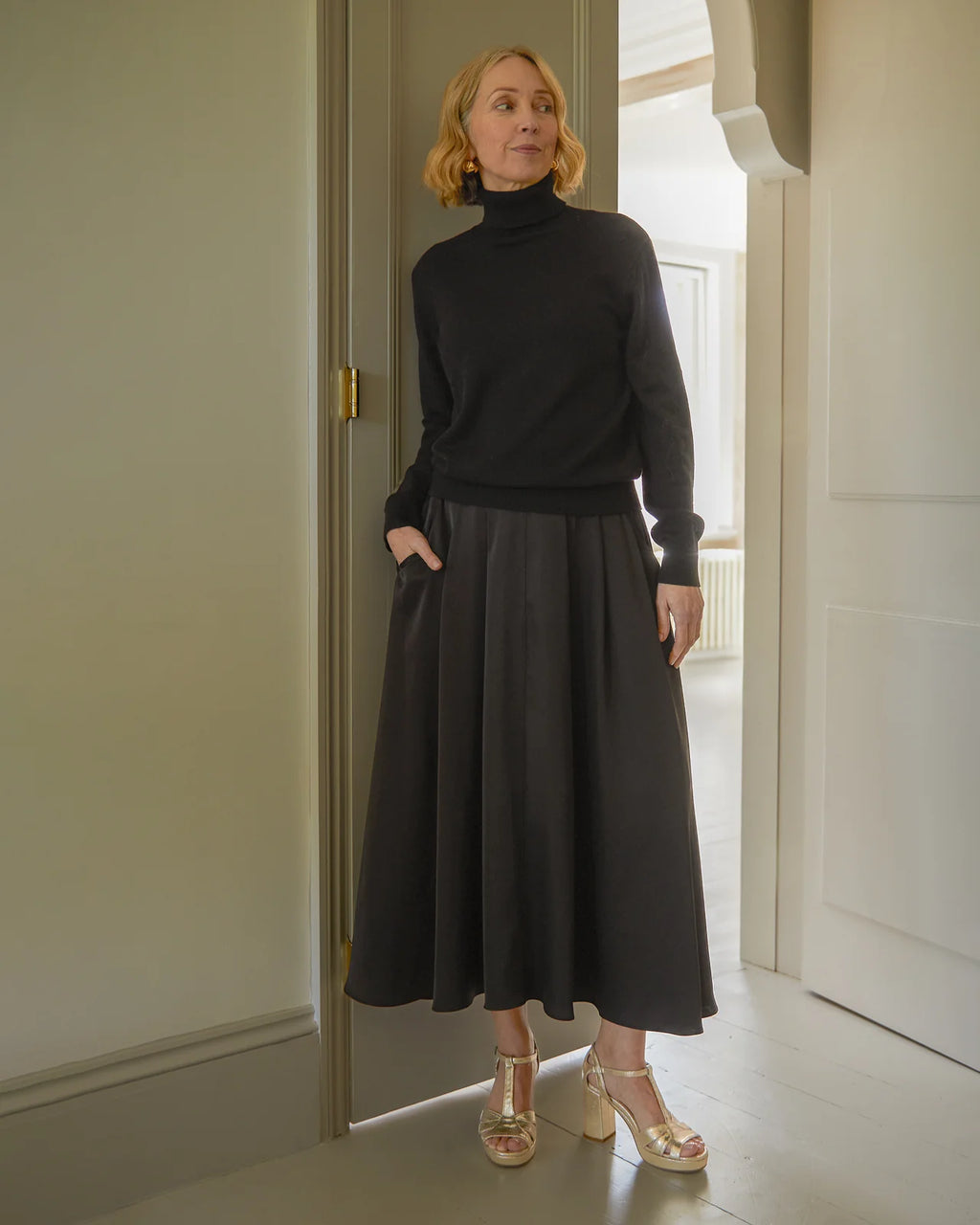 Audrey Skirt - Black Satin