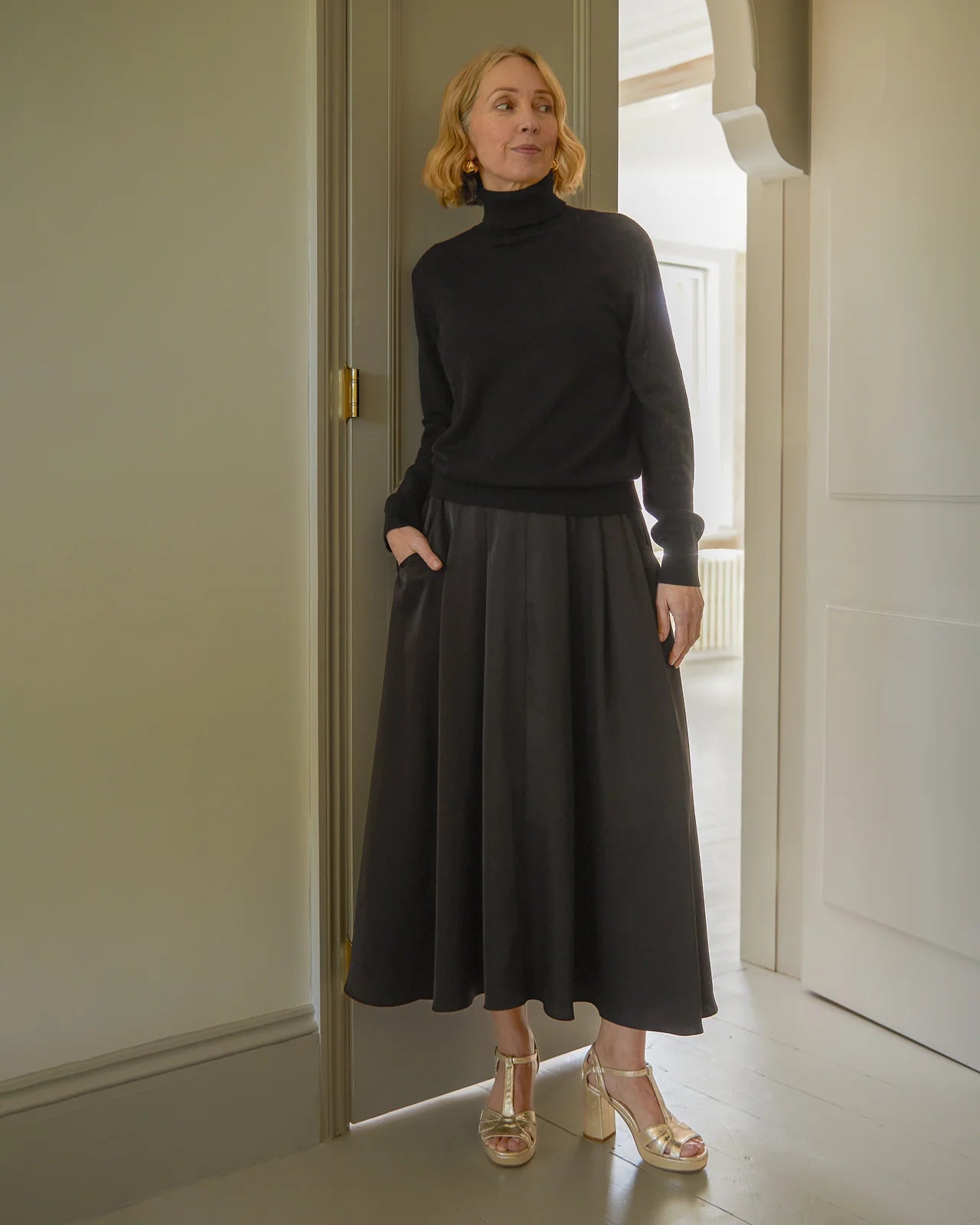 Audrey Skirt - Black Satin