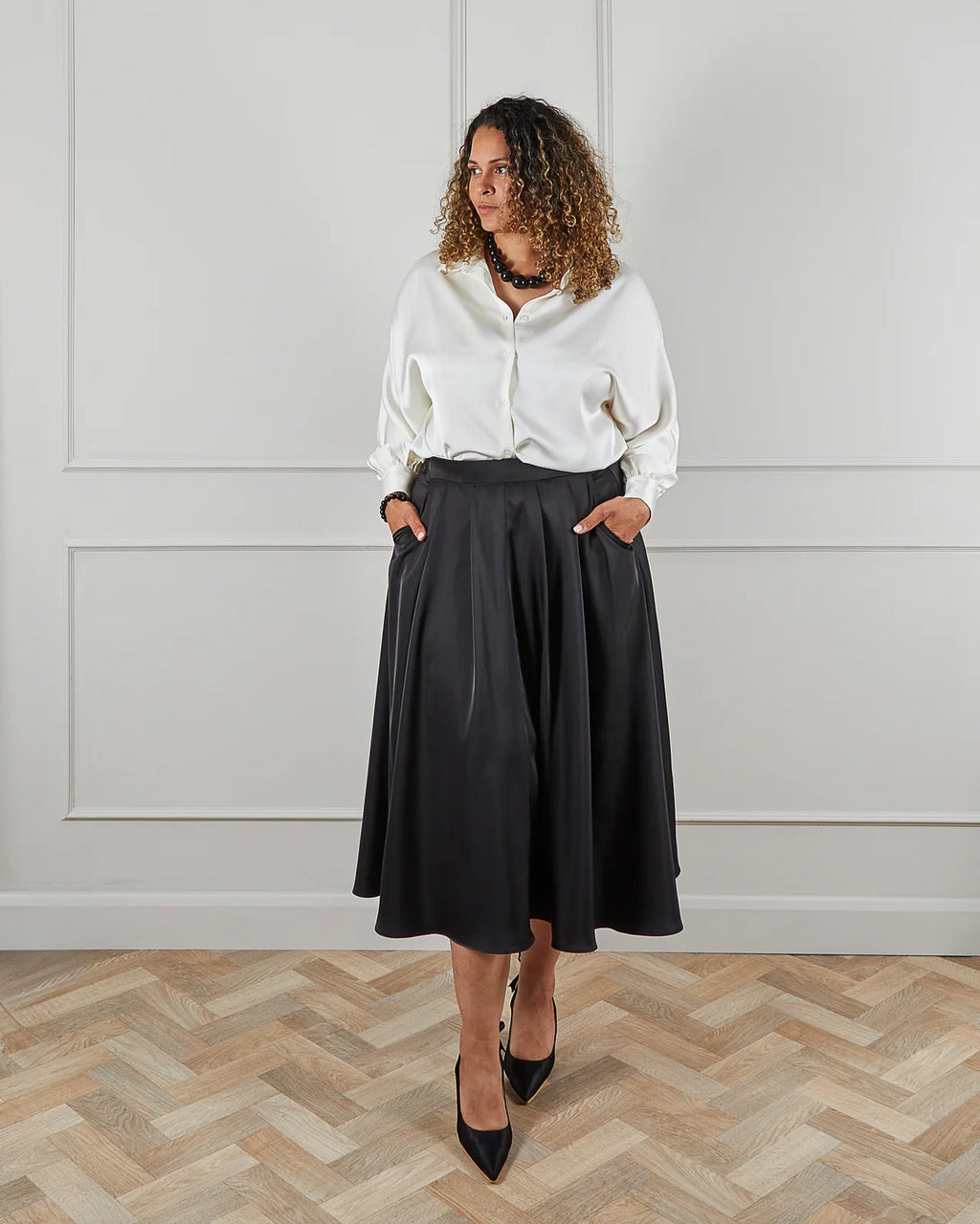 Audrey Skirt - Black Satin