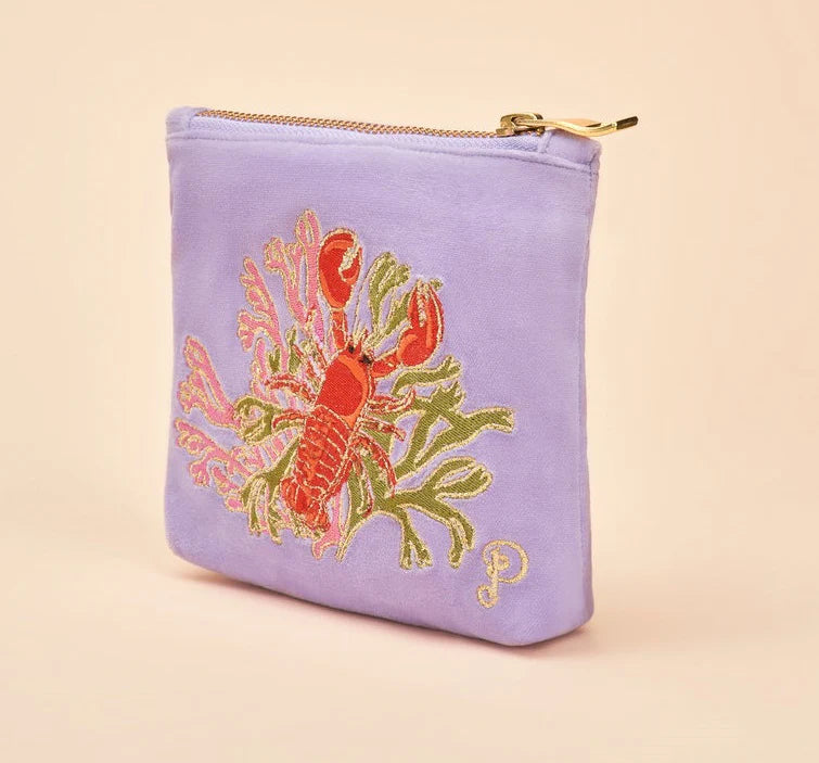 Mini Velvet Pouch - Lobster